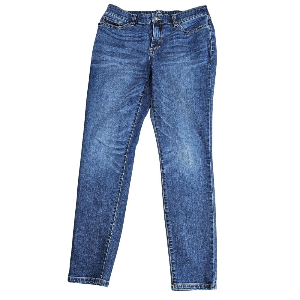 St Johns Bay Skinny Leg Jeans Womens 10 Blue Medium Wash High Rise Stretch Denim